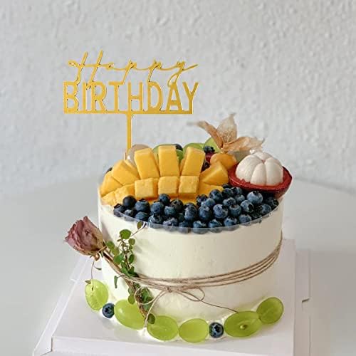 Gold Birthday Cake Topper 6pcs Acrylic Party Decorations