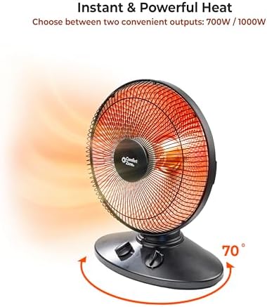 Comfort Zone 1000W Electric Space Heater with Oscillation and Safety Features