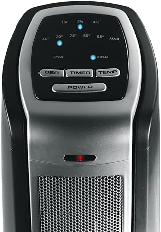 Lasko 1500 Watt Oscillating Tower Heater with Remote and Timer Silver