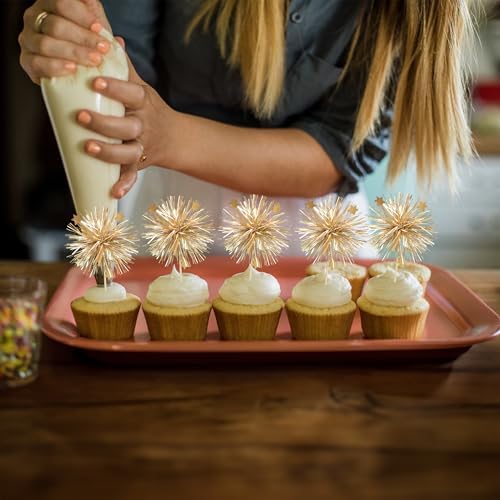 Ephlyn 30Pcs Foil Firework Cupcake Toppers
