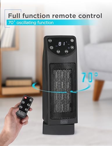 BLACKDECKER Oscillating Desktop Heater with Remote and Adjustable Thermostat
