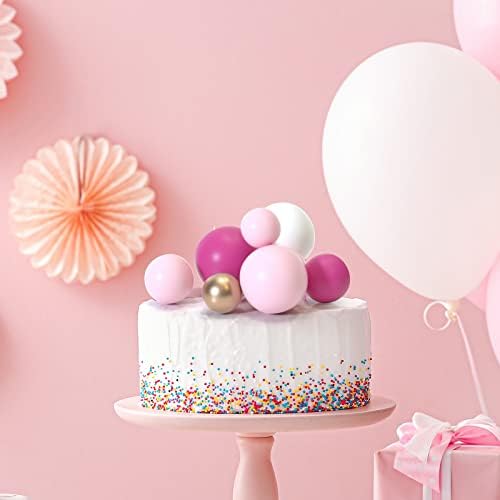 ASTARON 32 Pcs Pink Gold Ball Cake Decorations