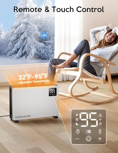 VAGKRI Quiet 1500W Wall Heater with Remote