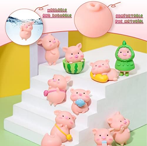 Leitee 19 Pcs Pink Pig Figurines Set for Decor