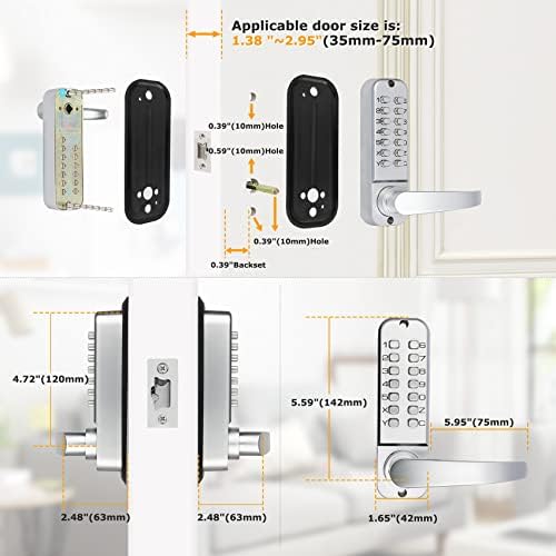 Soobool Double Sided Keyless Door Lock with Adjustable Deadlatch 1