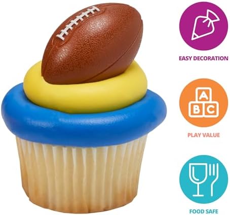 DECOPAC 3D Football Cupcake Toppers - 24 Pack