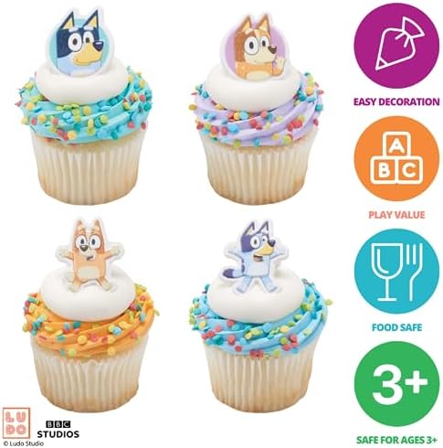 DecoPac Bluey So Much Fun Cupcake Rings - 24 Pack