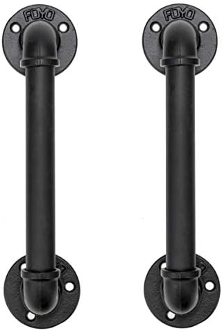 FOYO Set of 2 Matte Black Industrial Door Pull Handles