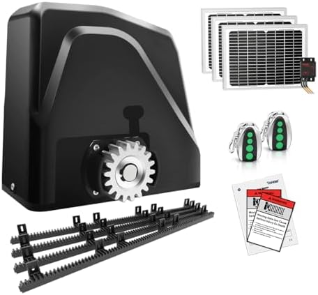 TOPENS DKR1100ST Solar Gate Opener for Heavy Driveway Gates Up to 2600lbs