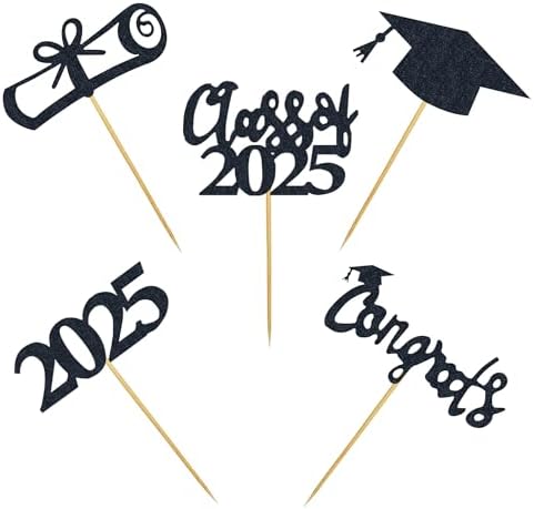 30 PCS Graduation Cupcake Toppers 2025 Diploma Decorations