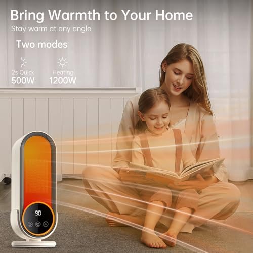 Cinbasr Space Heater - 1200W PTC Ceramic Rapid Heating with Remote Control