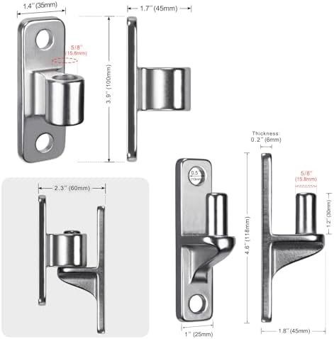 Insaga 304 Stainless Steel Gate Hinges 4-Pack Heavy Duty
