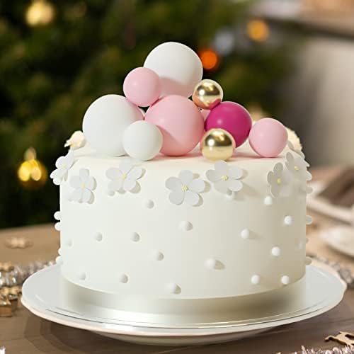 ASTARON 32 Pcs Pink Gold Ball Cake Decorations