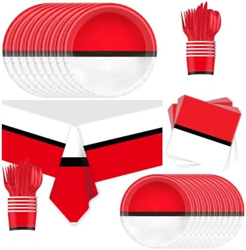 OU RUI 81 Pcs Cartoon Ball Party Tableware Set