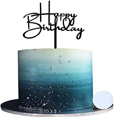 10 PCS Black Birthday Cake Toppers Acrylic Cupcake Decorations