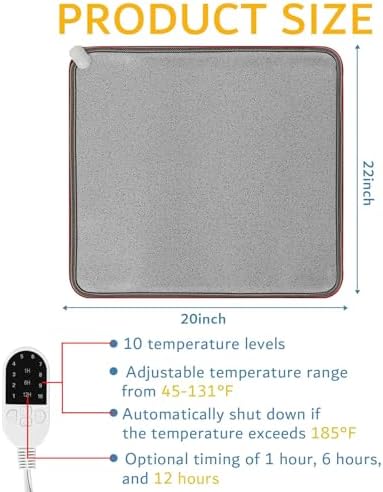 QOUBAI Heated Floor Mat 22x20 Inch Foot Warmer for Home Office
