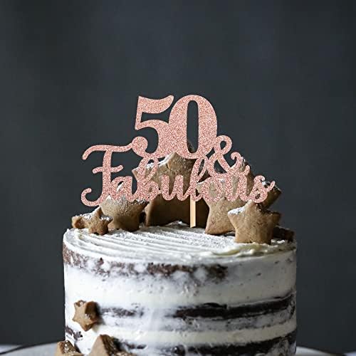 ZHUOWEISM 50th Birthday Cake Topper Rose Gold
