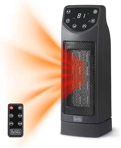 BLACKDECKER Oscillating Desktop Heater with Remote and Adjustable Thermostat