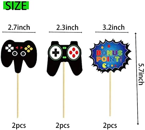 Video Game Cake Topper 11pcs Double Sided Glitter Decoration