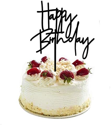 ZHENGYE DIY Happy Birthday Cake Topper Black Acrylic 1
