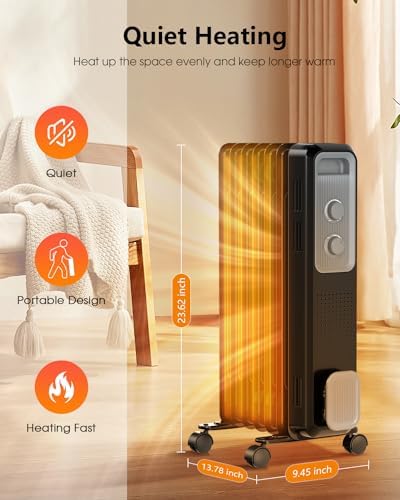 RWFLAME Oil Filled Radiator Heater with 3 Heat Settings