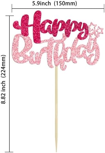 Ephlyn 24Pcs Happy Birthday Glitter Cupcake Toppers