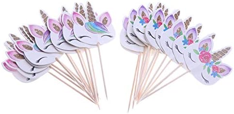 CCINEE 48pcs Rainbow Unicorn Cupcake Toppers 1