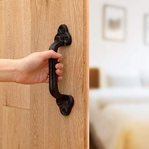 Heavy Duty Barn Door Handles - Set of 2 Black Rustic Cast Iron