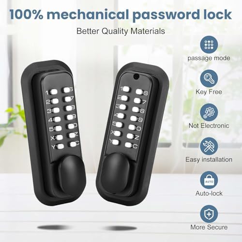 Casmer Double Sided Keyless Door Lock Black 1
