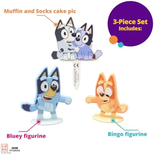 Bluey Dance Mode Cake Toppers 3 Piece Set