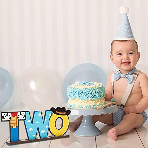 C1krint Cowboy 2nd Birthday Wooden Centerpiece