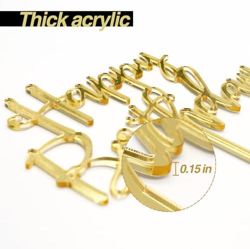 Happy Birthday Cake Topper Mirrored Gold Acrylic 1