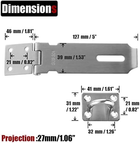 JQK 5 Inch Door Hasp Latch Lock