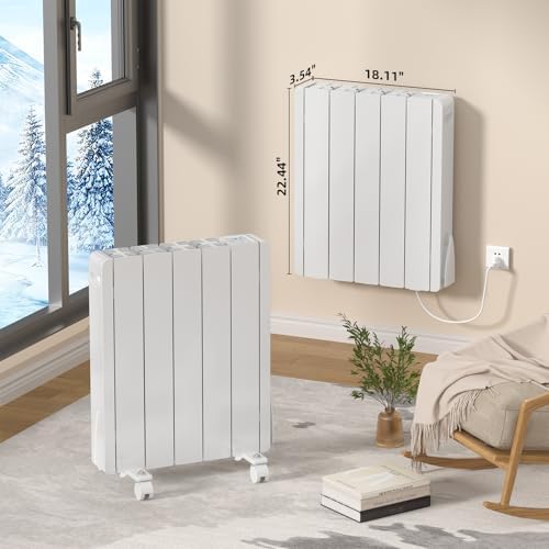 Electric Wall Heater with LED Display and Wheels
