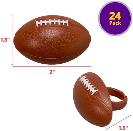 DECOPAC 3D Football Cupcake Toppers - 24 Pack