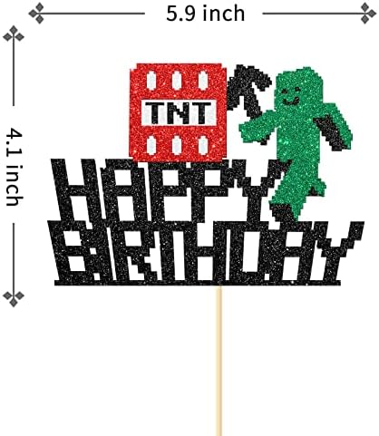 Happy Birthday Cake Topper Pixel Style Black 1