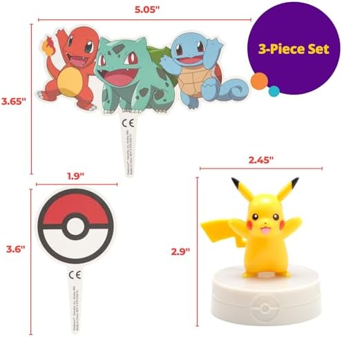 DecoSet Pokmon Light Up Pikachu Cake Topper 3-Piece Set