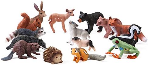 16PCS Forest Animal Baby Figures Woodland Creatures Toy Figurines for Kids