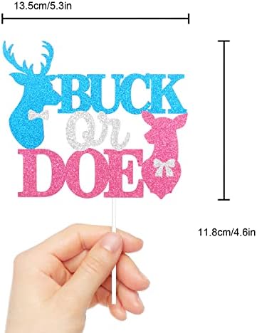 Caiwowo Buck Or Doe Baby Shower Cake Topper - Blue Boy Or Pink Girl