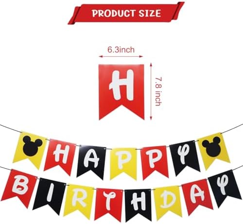 Cartoon Mouse Birthday Banner with Flags