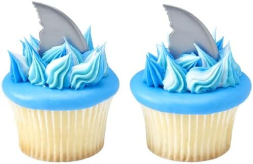Gray Shark Fin Cake Toppers Cupcake Picks 24 Count