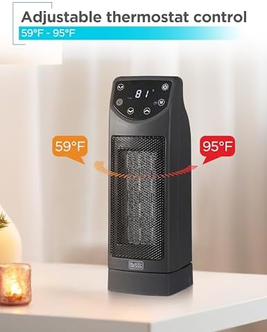 BLACKDECKER Oscillating Desktop Heater with Remote and Adjustable Thermostat