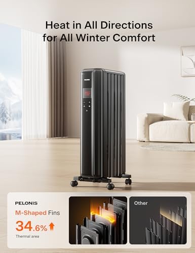 PELONIS 1500W Oil-Filled Radiator Heater with Remote