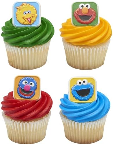 Sesame Street Cupcake Rings 24 Pack - Elmo Big Bird Cookie Monster Grover