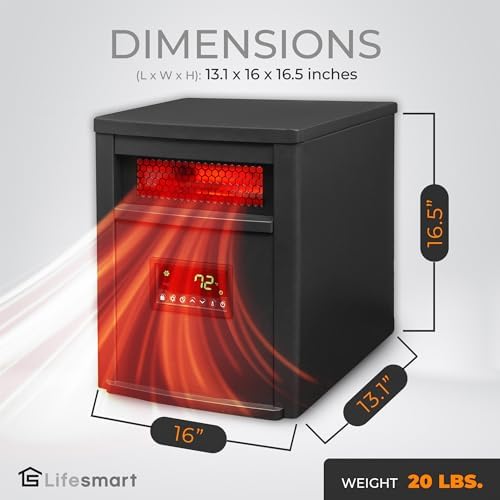 LifeSmart Infrared Quartz Heater with Remote 1500W Black