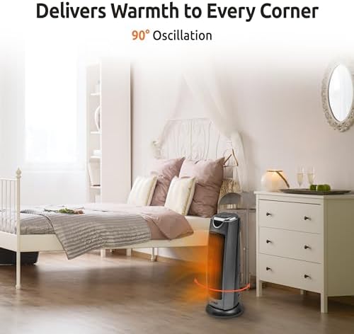 EZ-HEAT Oscillating Ceramic Space Heater - 1500W Dual Heat Fan Settings