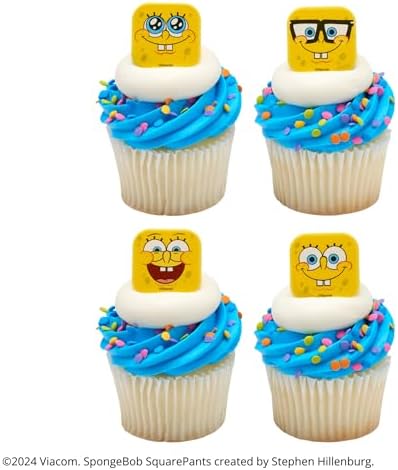 DecoPac SpongeBob SquarePants Mood Faces Cupcake Rings - 24 Pack