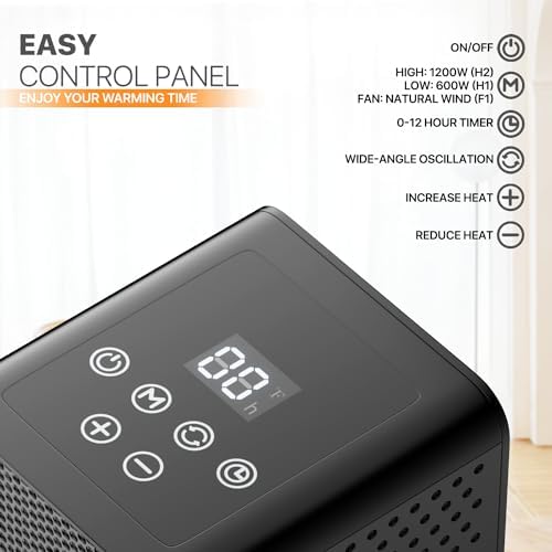 Magshion Quiet Electric Space Heater with 90 Oscillation and 12H Timer