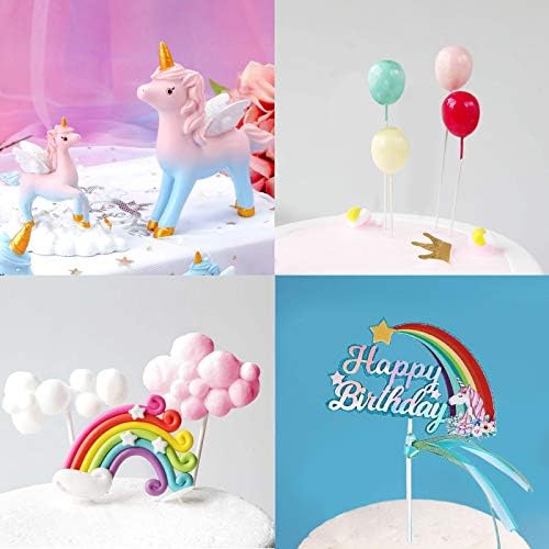 MOVINPE Unicorn Cake Topper with Rainbow and Birthday Banner