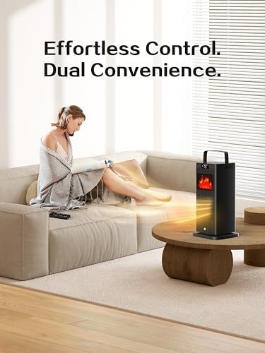 BJOP 2025 PTC Ceramic Space Heater with Flame Effect